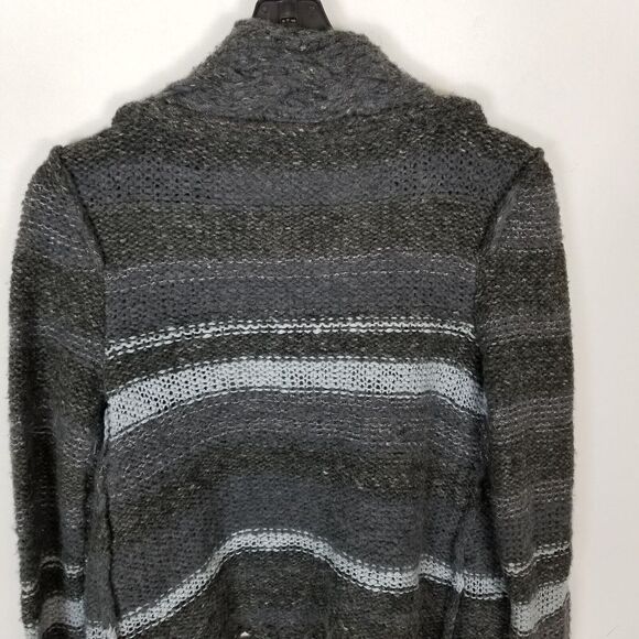 Free People Women Striped Cardigan Sweater Size S Wool Blend Gray Hook & Loop - Picture 4 of 7